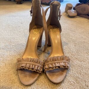 Brown Ruffled Vince Camuto High Heel Sandals